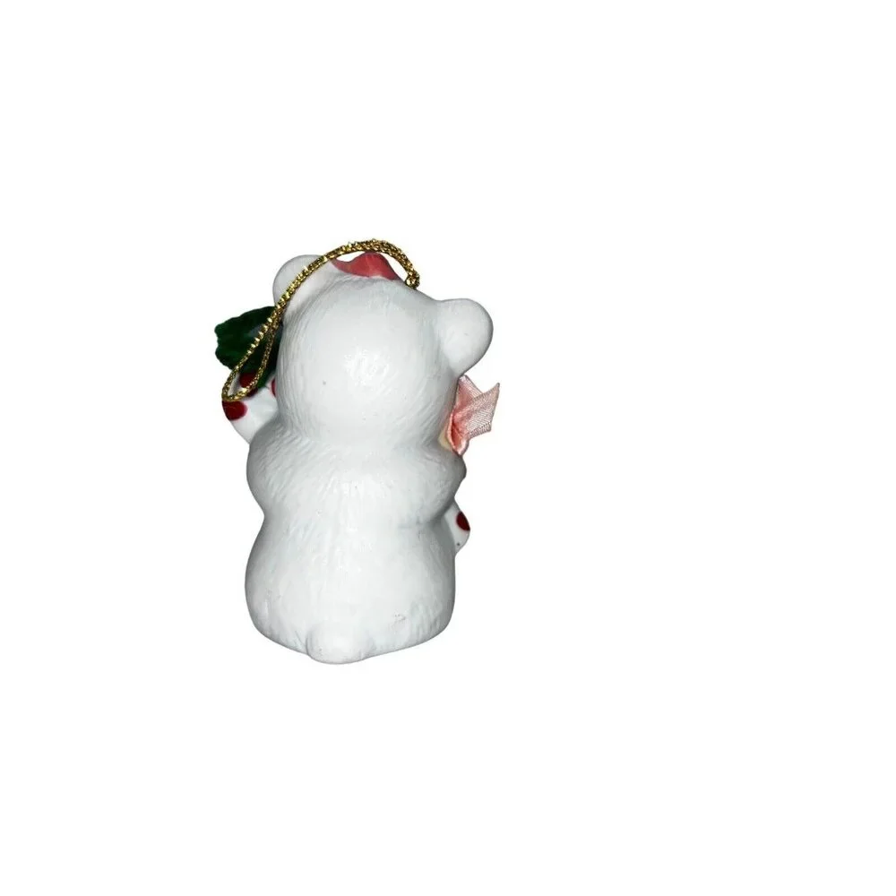 Vintage Lil Chimers Christmas Ornament Jasco Bisque Porcelain Polar Bear‎ Bell
